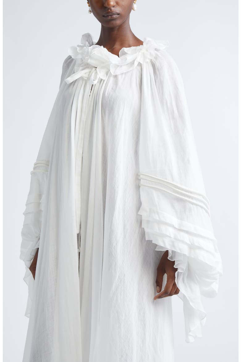 Rebellion Long Sleeve Corded Billow Ramie Maxi Dress, Alternate, color, IVORY