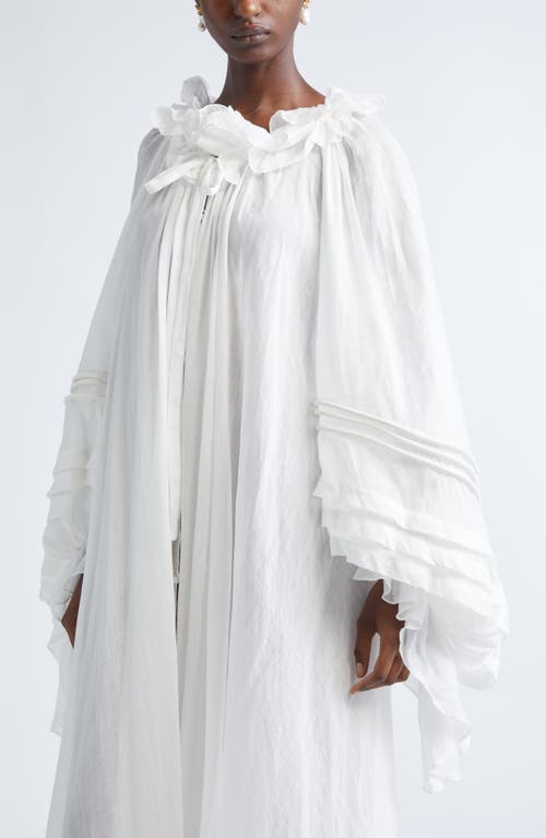 Zimmermann Rebellion Long Sleeve Corded Billow Ramie Maxi Dress In White