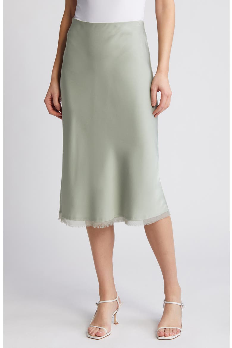 Kat Satin Midi Skirt, Main, color, ARTICHOKE