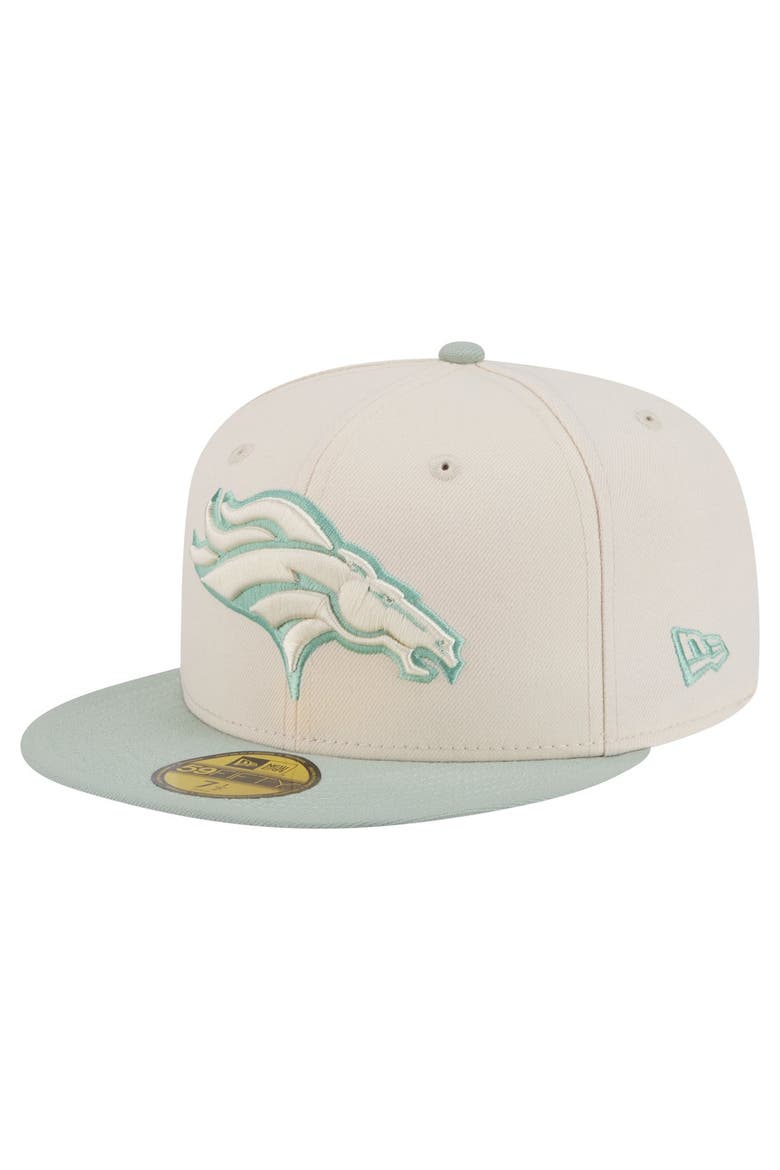 Men's New Era Cream/Light Green Denver Broncos Color Pack 59FIFTY Fitted Hat, Main, color, Cream