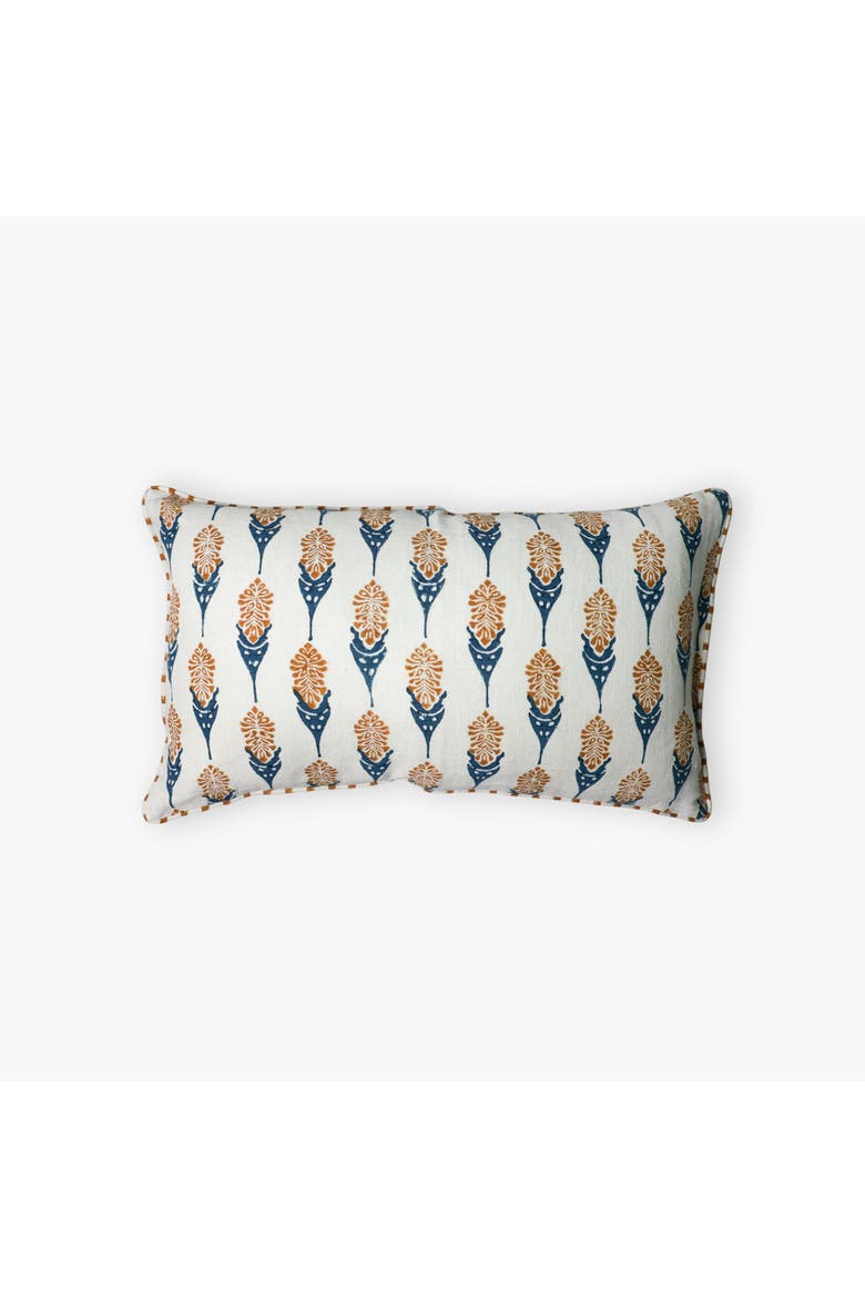 Bahaar Lumbar Throw Pillow Cover, Main, color, Ginger & Blue