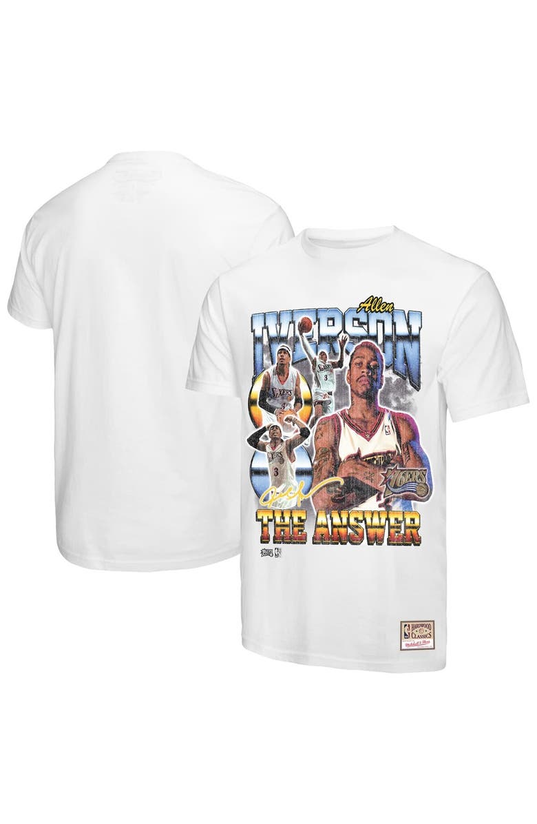 Mitchell & Ness Men's Mitchell & Ness Allen Iverson White Philadelphia 76ers Hardwood Classics Commemorative Player Collage T-Shirt, Main, color, White