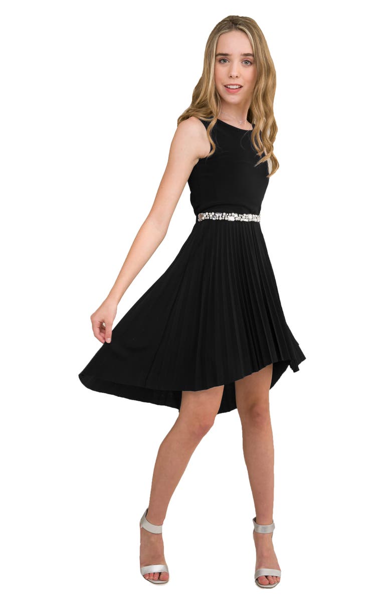 Un Deux Trois Kids' Pleated High-Low Party Dress, Main, color, 