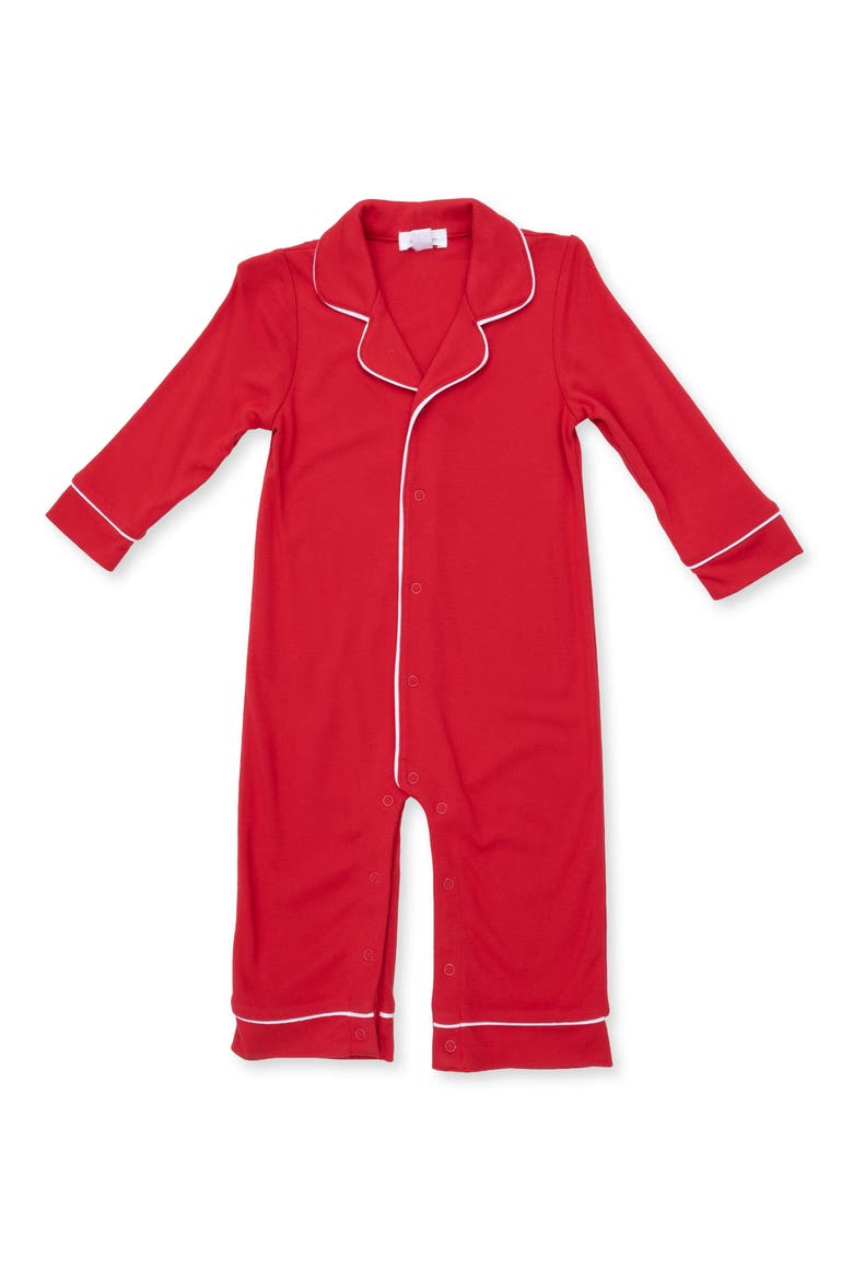 Kids' Notch Collar One-Piece Pajamas, Main, color, RED