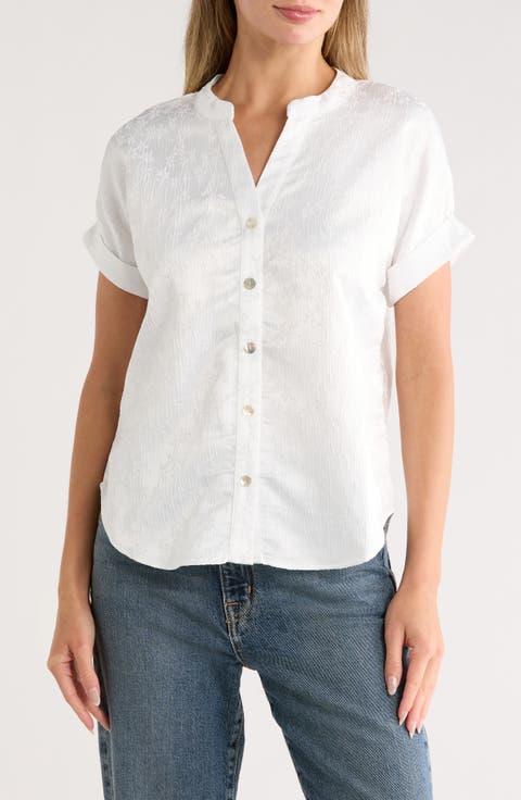 Short Sleeve Embroidered Button-Up Shirt