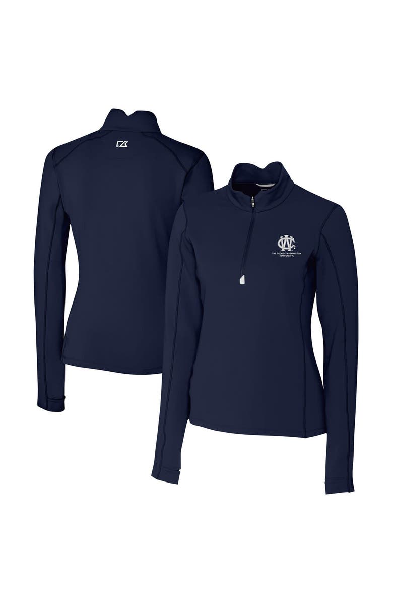 Cutter & Buck Women's Cutter & Buck Navy George Washington University Vault DryTec Traverse Stretch Quarter-Zip Top, Alternate, color, Navy