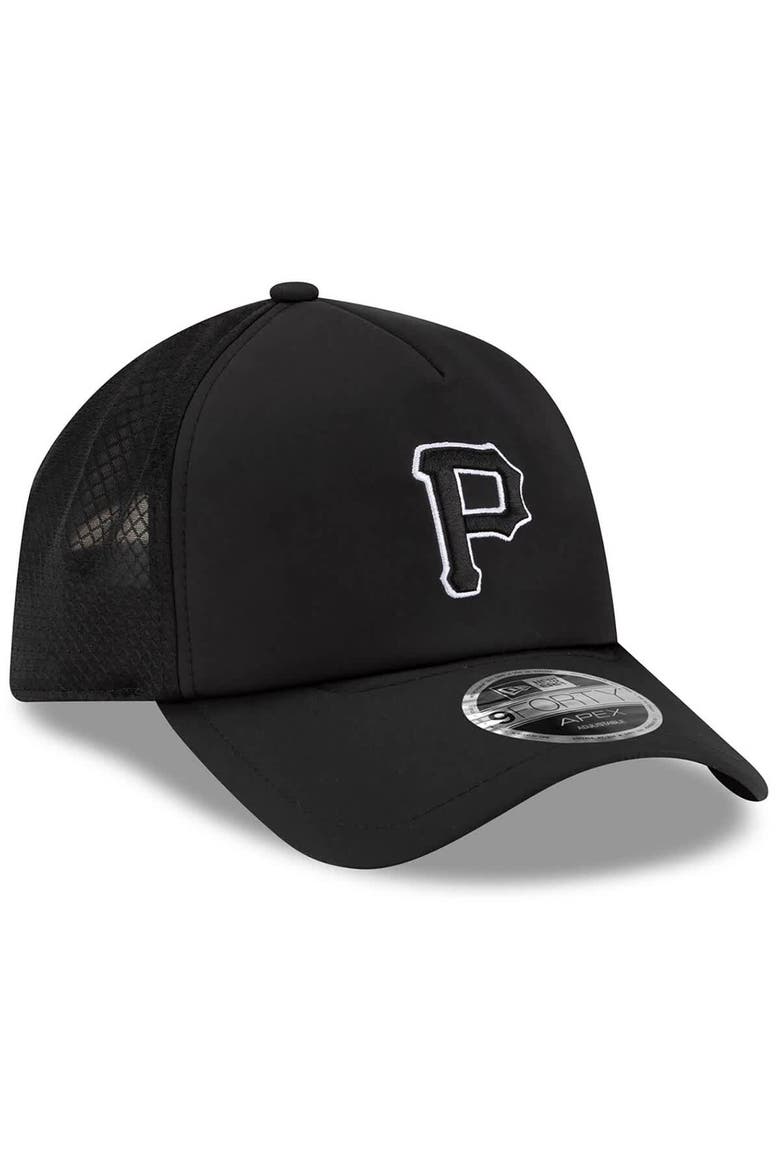 Men's New Era Black Pittsburgh Pirates 2026 Batting Practice Apex 9FORTY Adjustable Trucker Hat, Alternate, color, Black