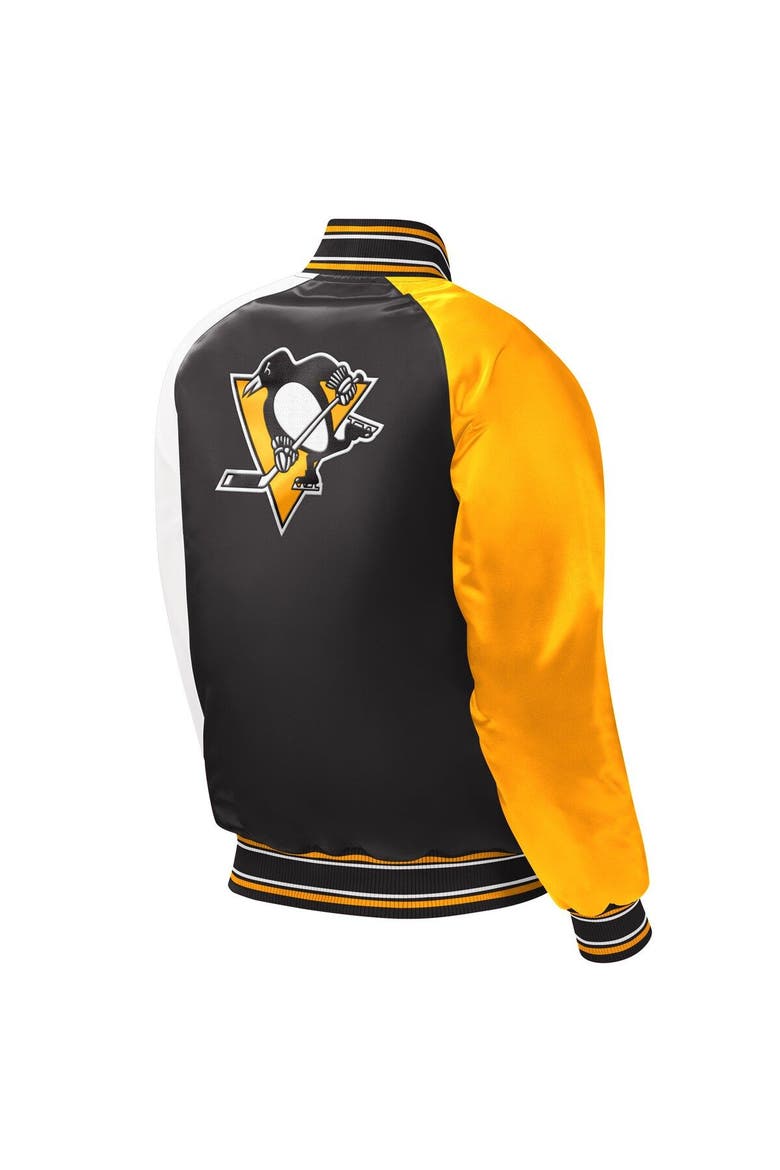 Youth Starter Black Pittsburgh Penguins Raglan Full-Snap Varsity Jacket, Alternate, color, Black