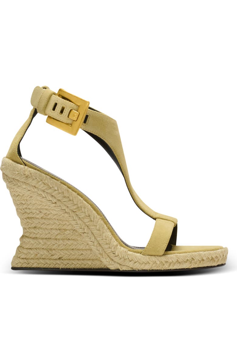 Balmain Anthem wedge espadrilles in suede, Alternate, color, Beige