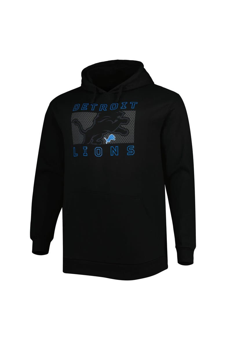 Men's Fanatics Branded Black Detroit Lions Big & Tall Pop of Color Pullover Hoodie, Alternate, color, Black