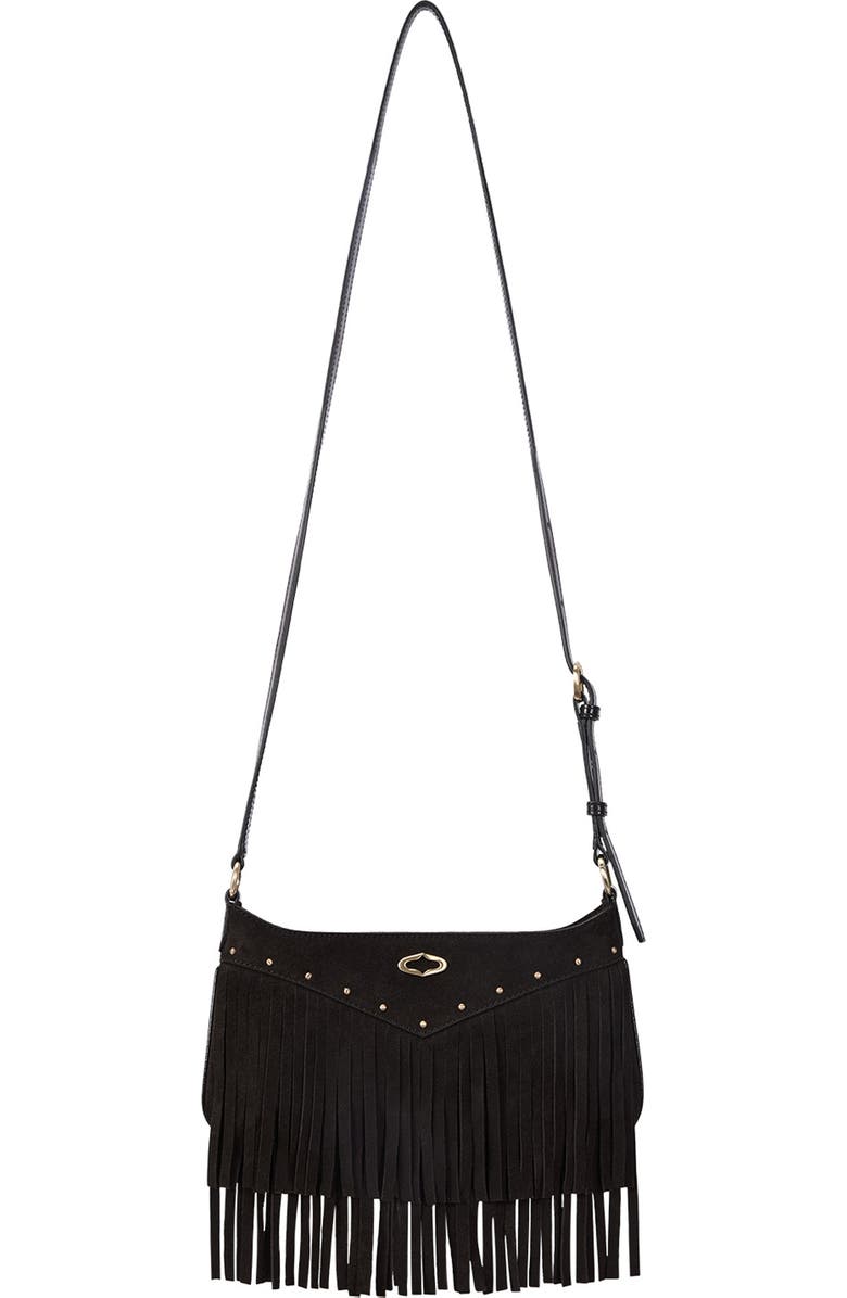 Oryany Fringe Leather Shoulder Bag, Alternate, color,