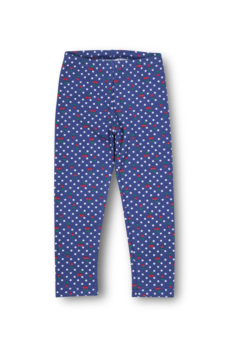 Polka Dot Cherry Printed Knit Leggings, Main, color, Blue Cherry Print