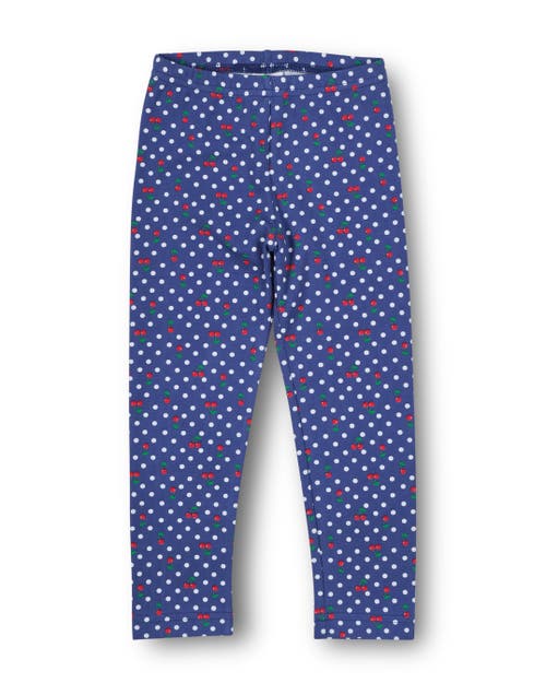 Florence Eiseman Polka Dot Cherry Printed Knit Leggings In Blue