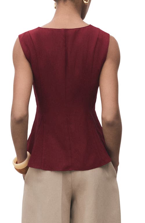 Mango Sleeveless Peplum Top In Burgundy