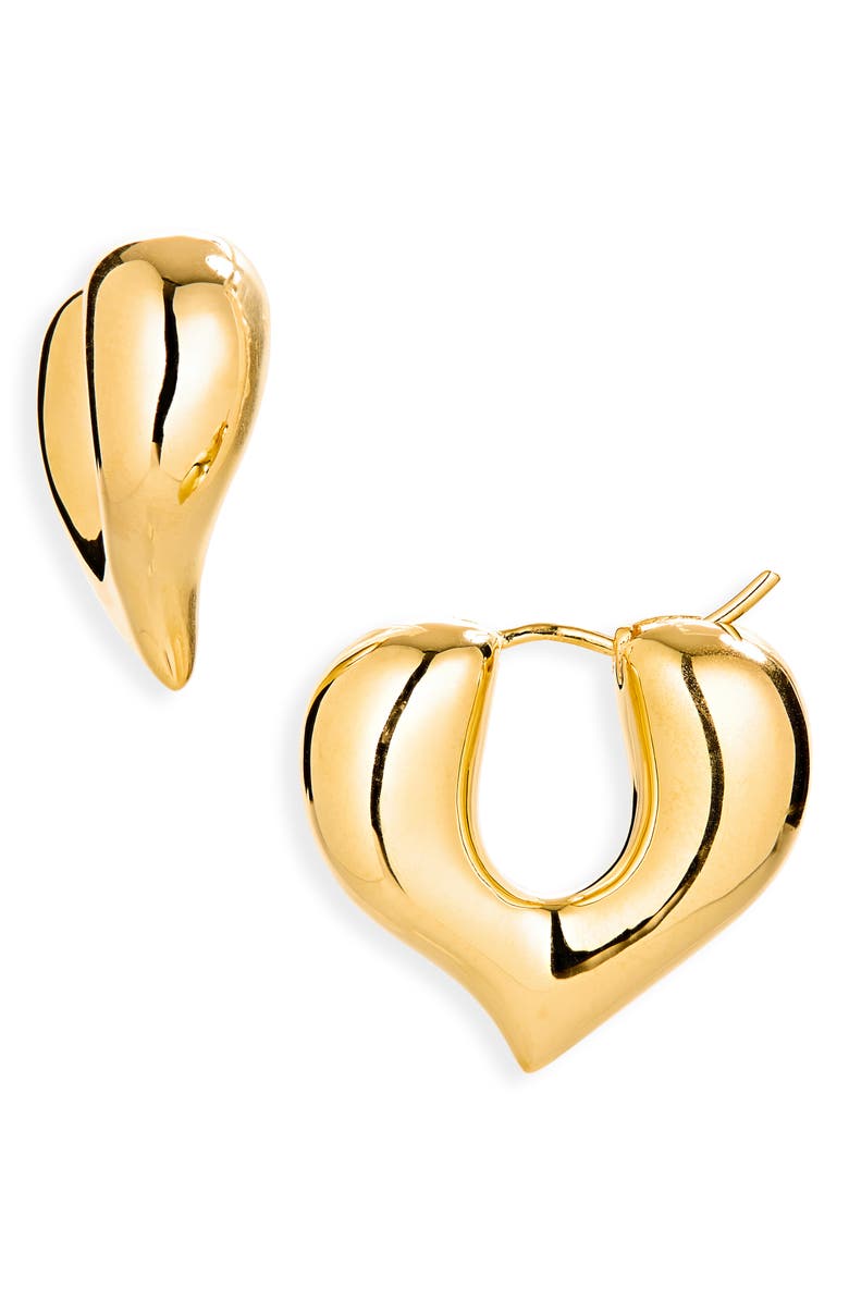 Missoma Medium Molten Heart Hoop Earrings, Main, color, Gold
