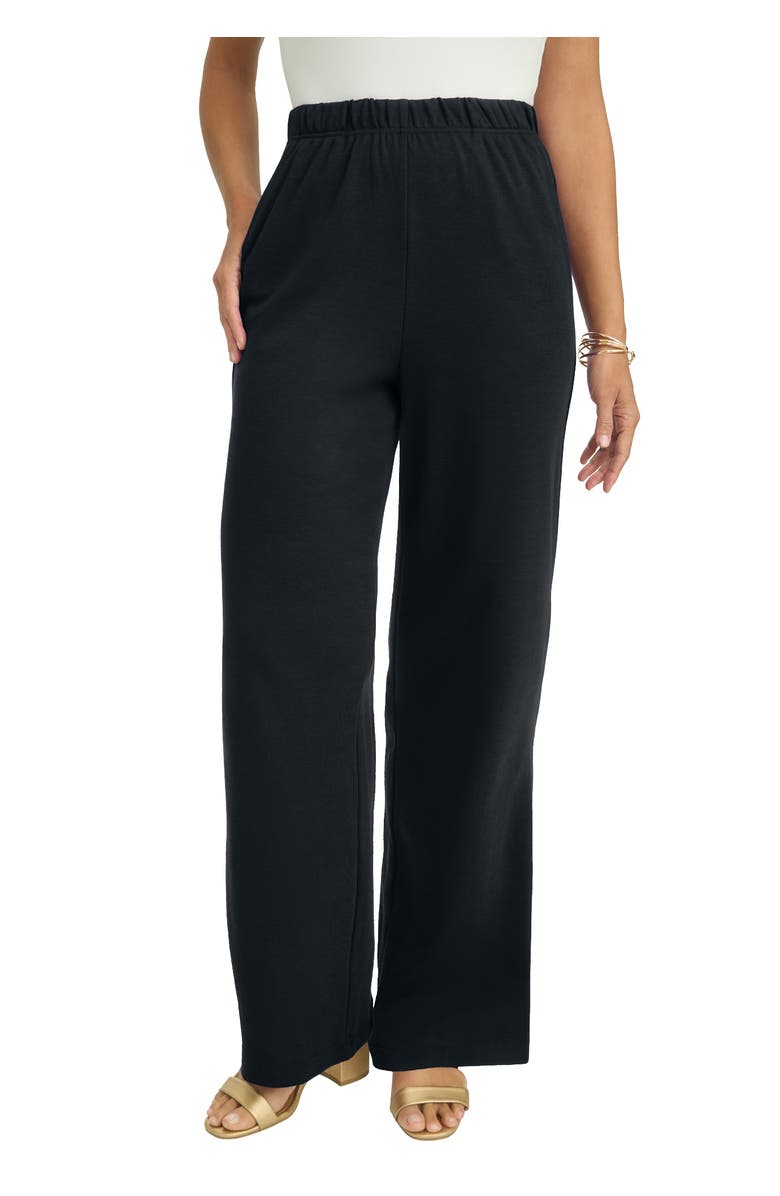 Jessica London Soft Ease Wide Leg Pant, Alternate, color, Black