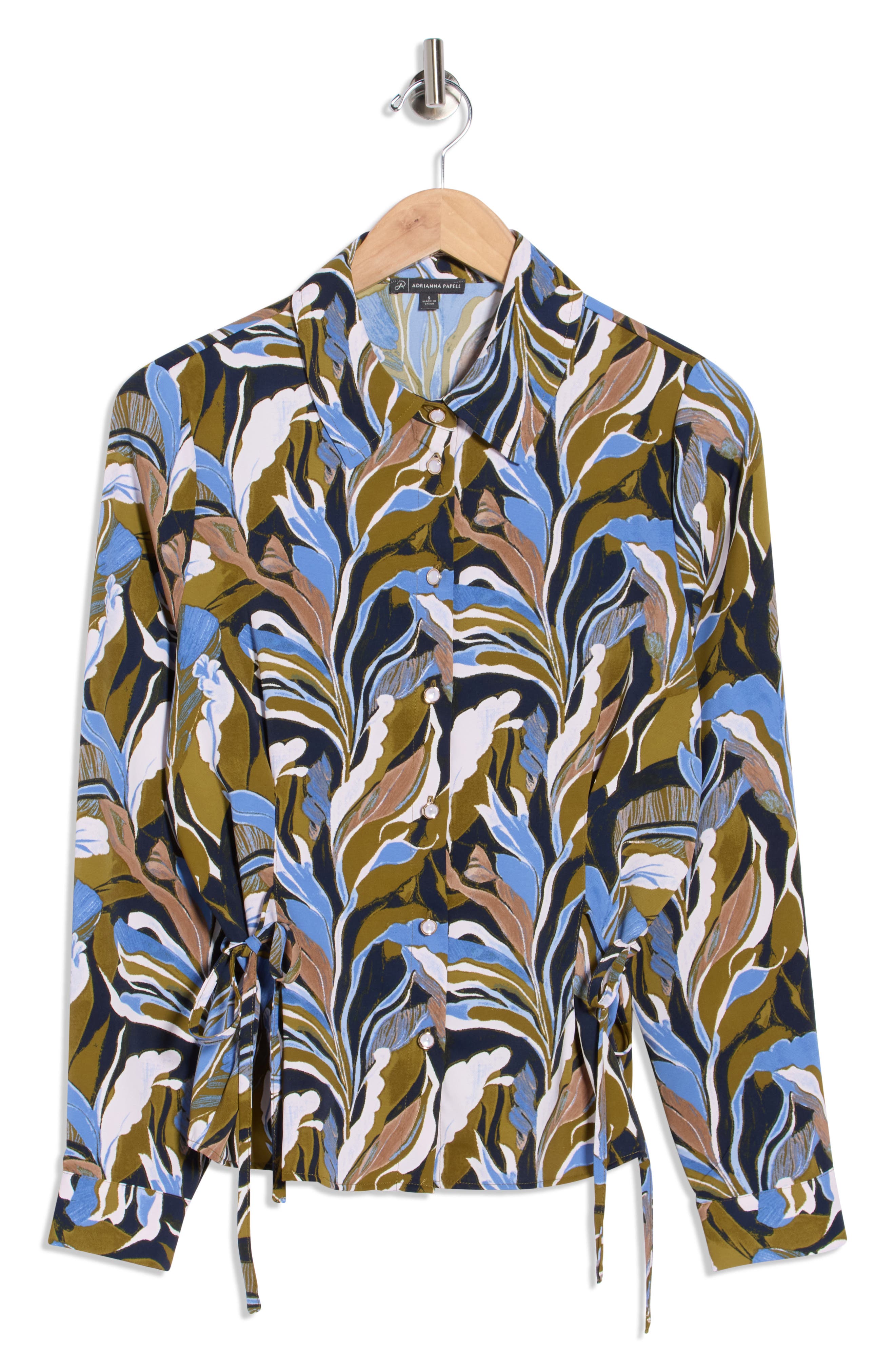 Adrianna Papell Side Tie Button-Up Shirt