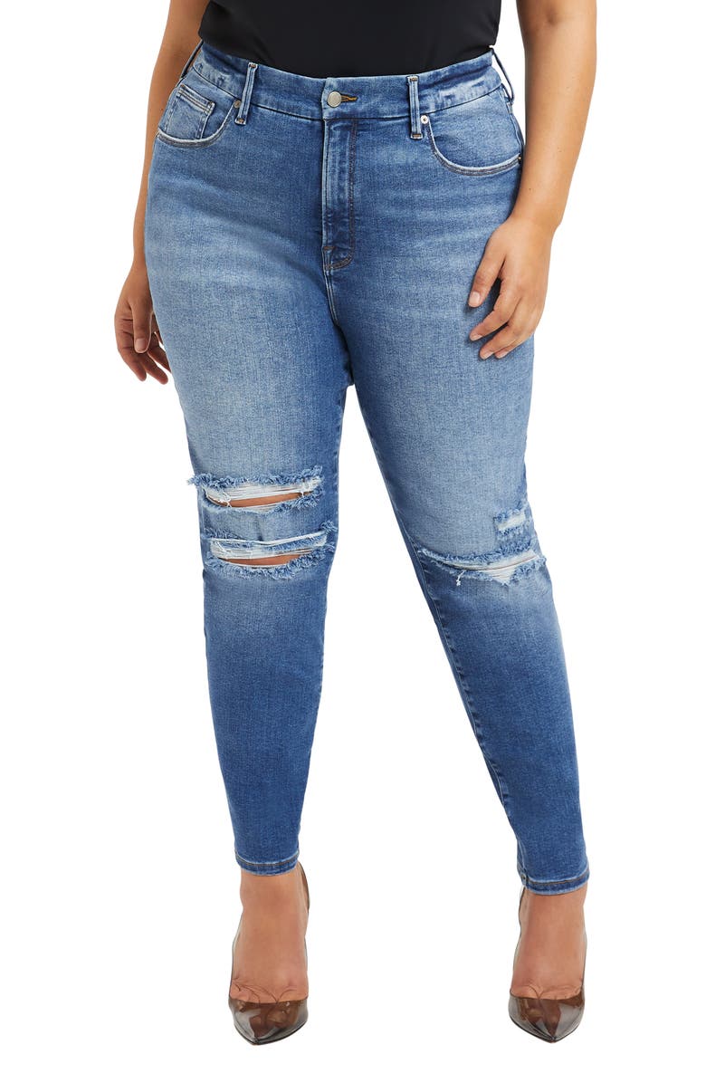 Good American Always Fits Good Legs Ripped Cigarette Jeans, Alternate, color, 