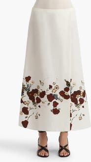 Khaite Floral Silk Blend Organza Midi Skirt