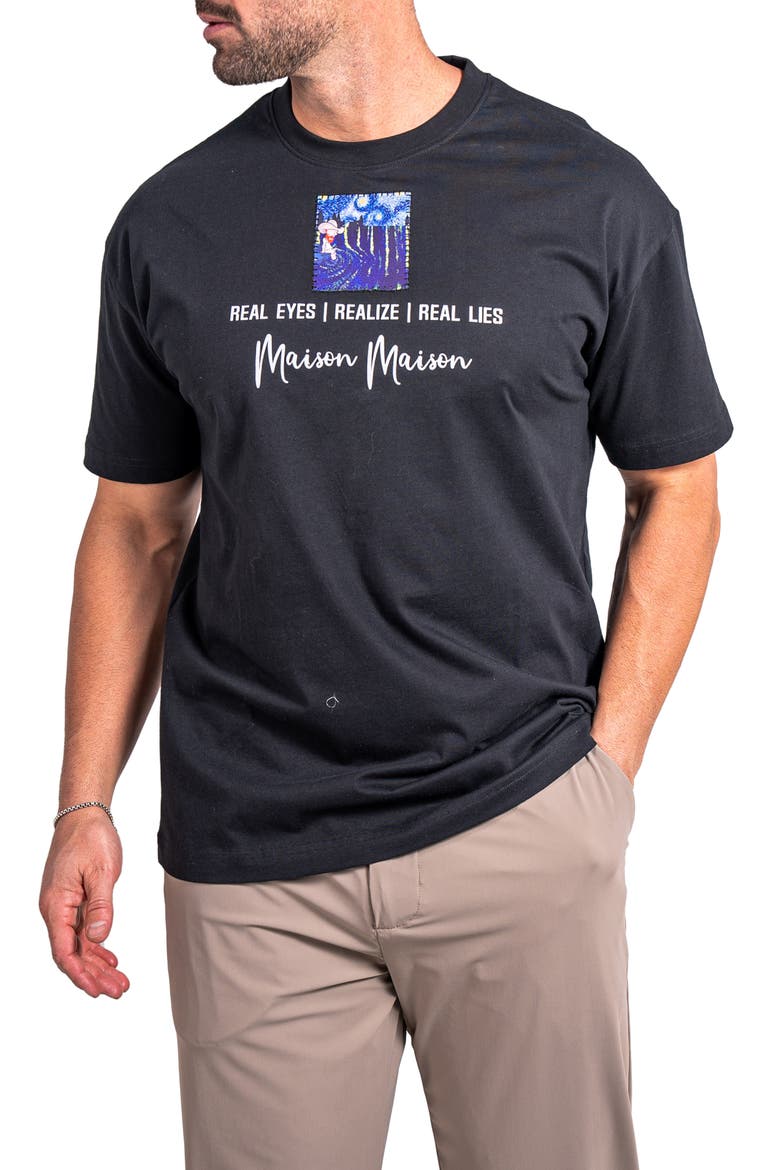 Ascension Eyes Appliqué Cotton Graphic T-Shirt, Alternate, color, BLACK
