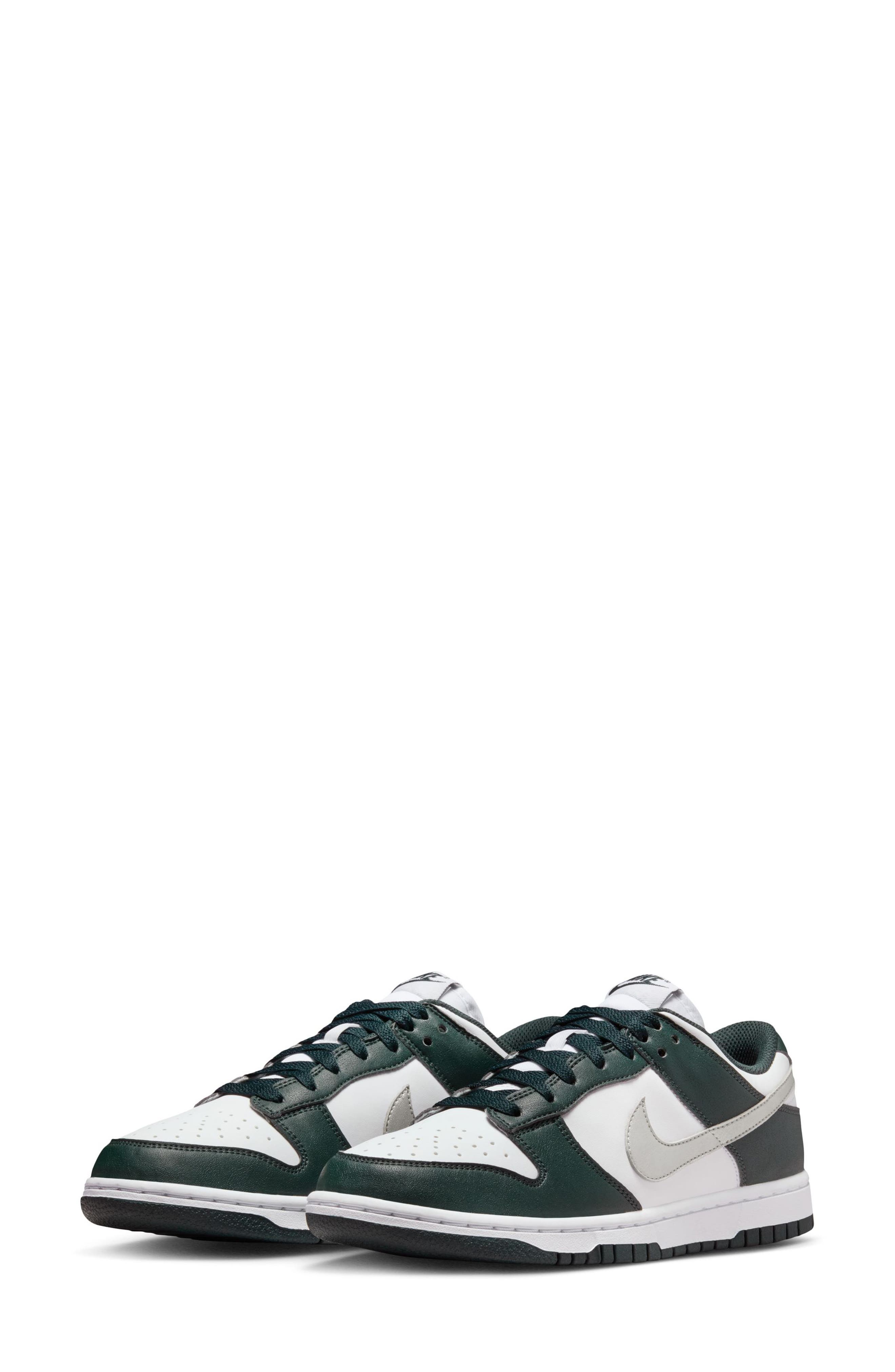 Nike Dunk Low Basketball Sneaker, Main, color, Seaweed/ Metallic/ Silver