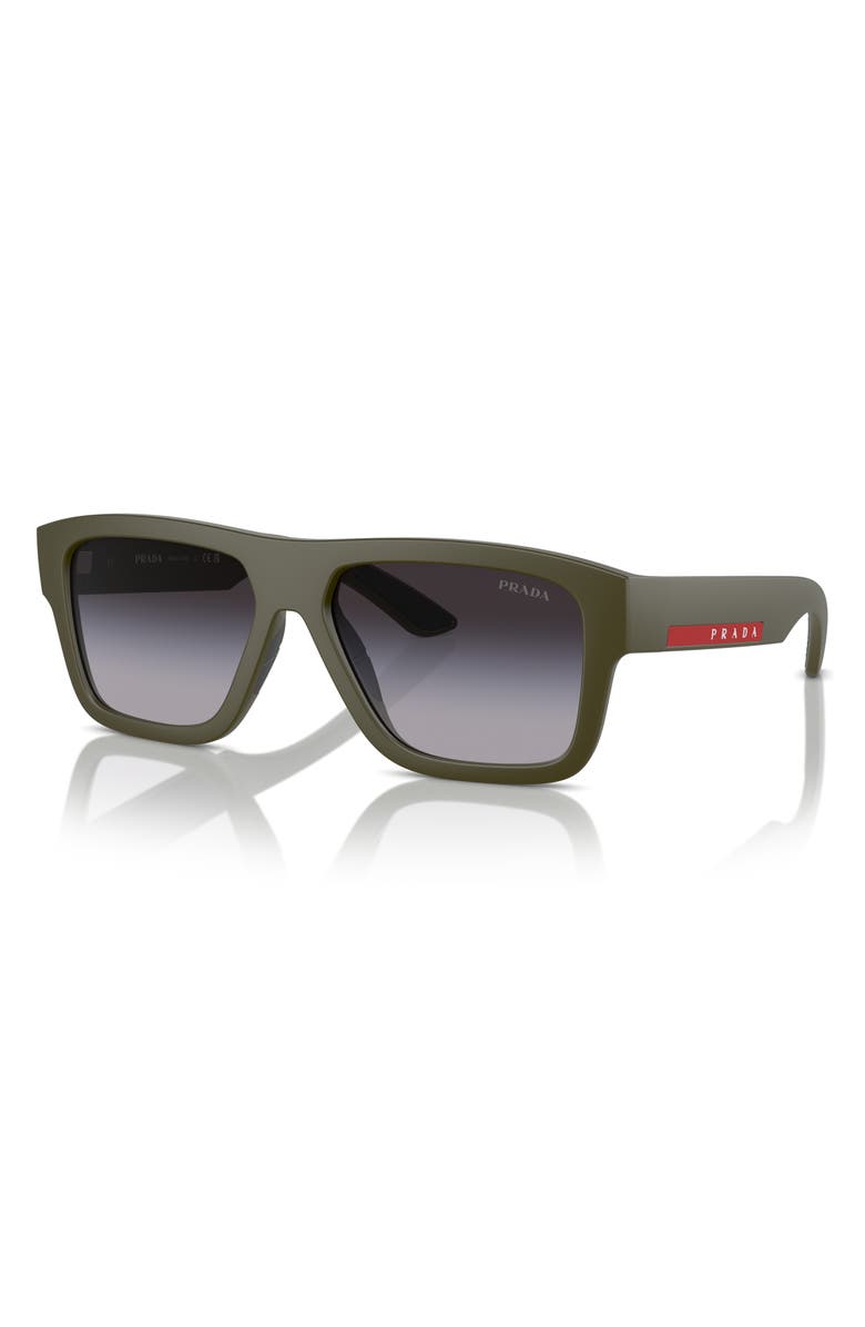 Prada Linea Rossa 56mm Square Sunglasses, Alternate, color, Grey Flash