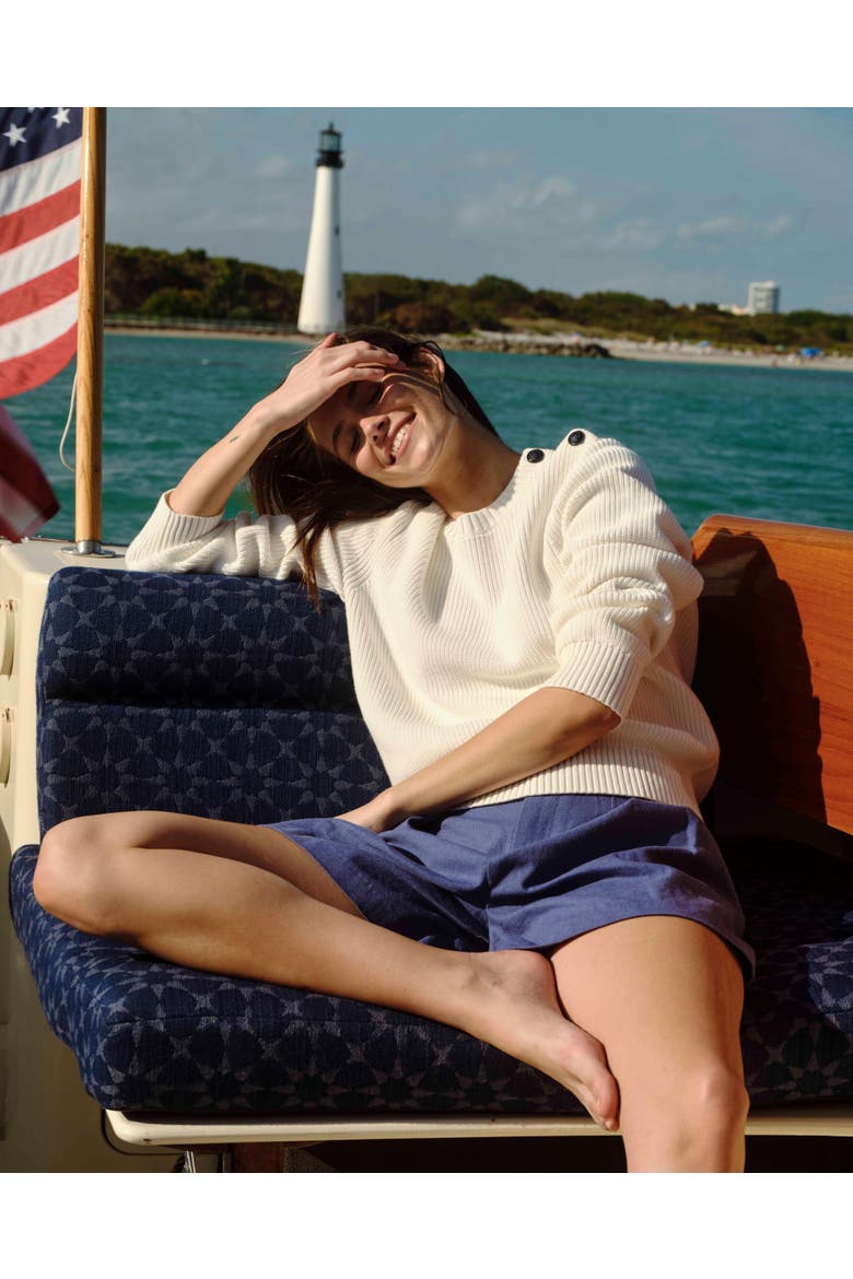 Frankie Linen Shorts, Alternate, color, Coastal Indigo