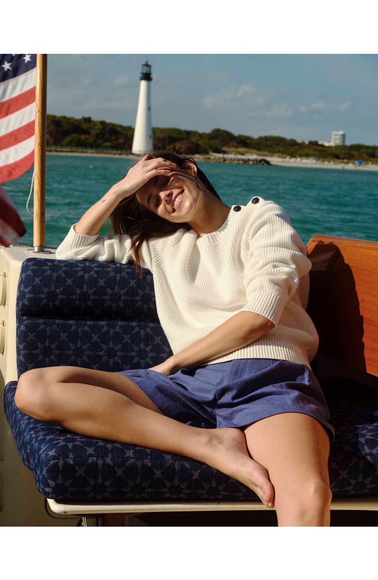 Cartolina Frankie Linen Shorts, Alternate, color, Coastal Indigo