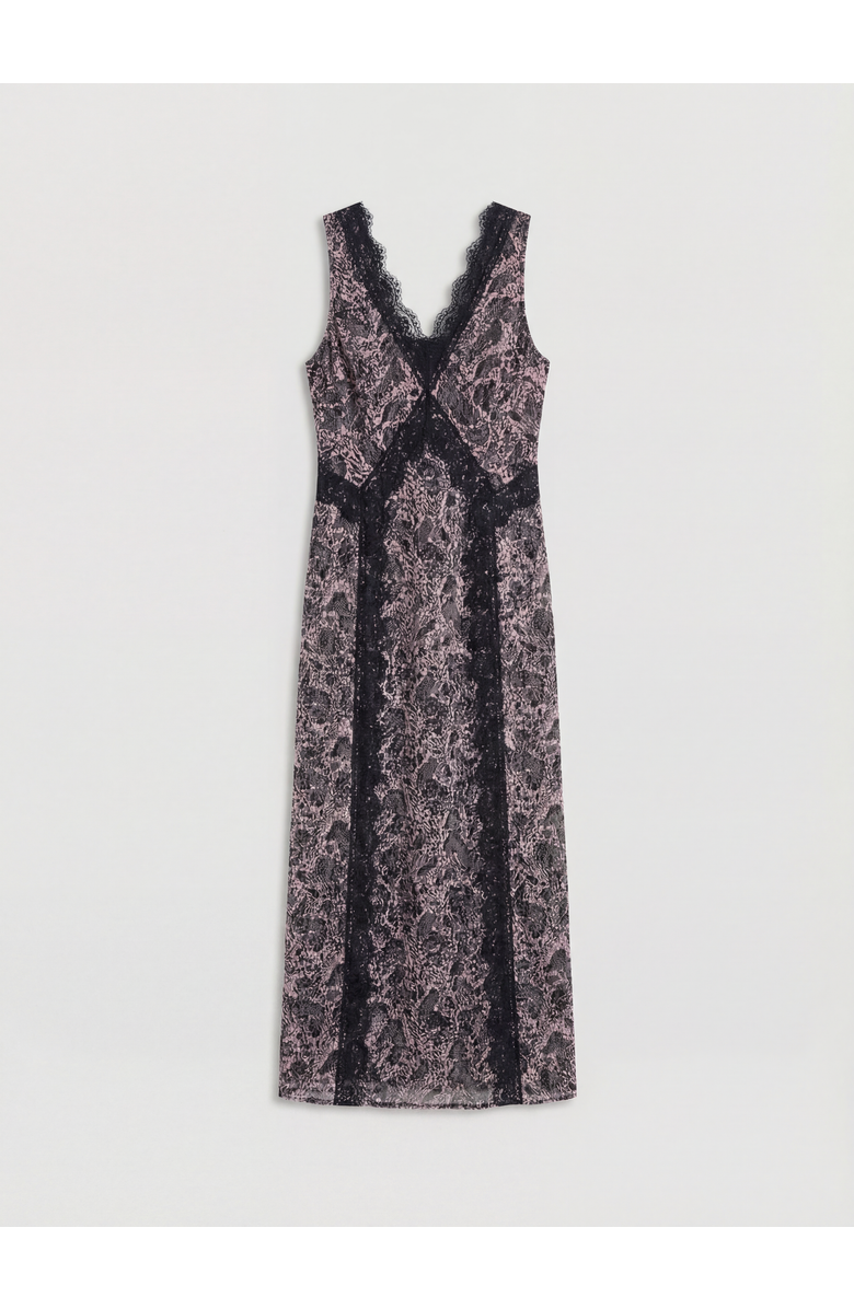 Warehouse Chiffon Printed Lace Trim Dress, Alternate, color, Snake