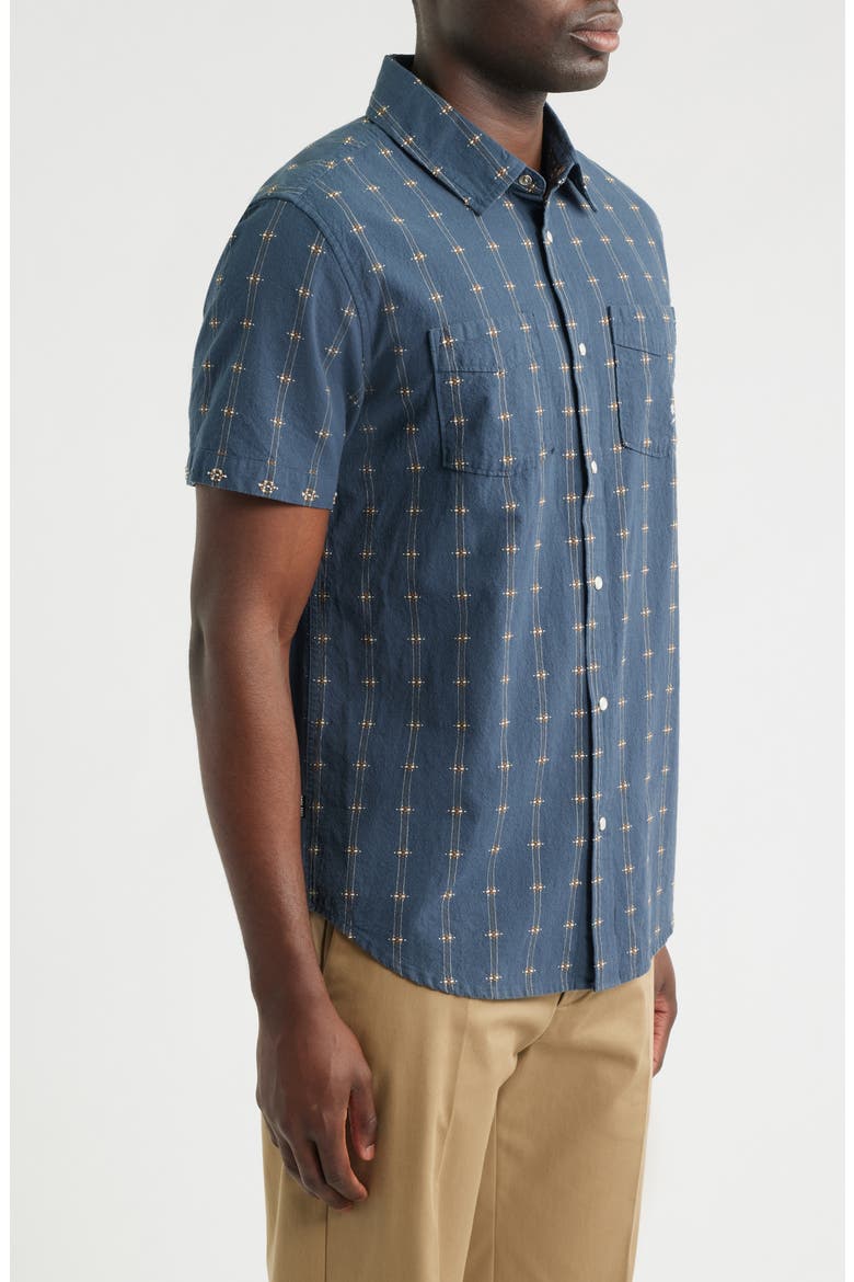 Gildale Textured Stripe Short Sleeve Cotton Snap-Up Shirt, Alternate, color, STORM