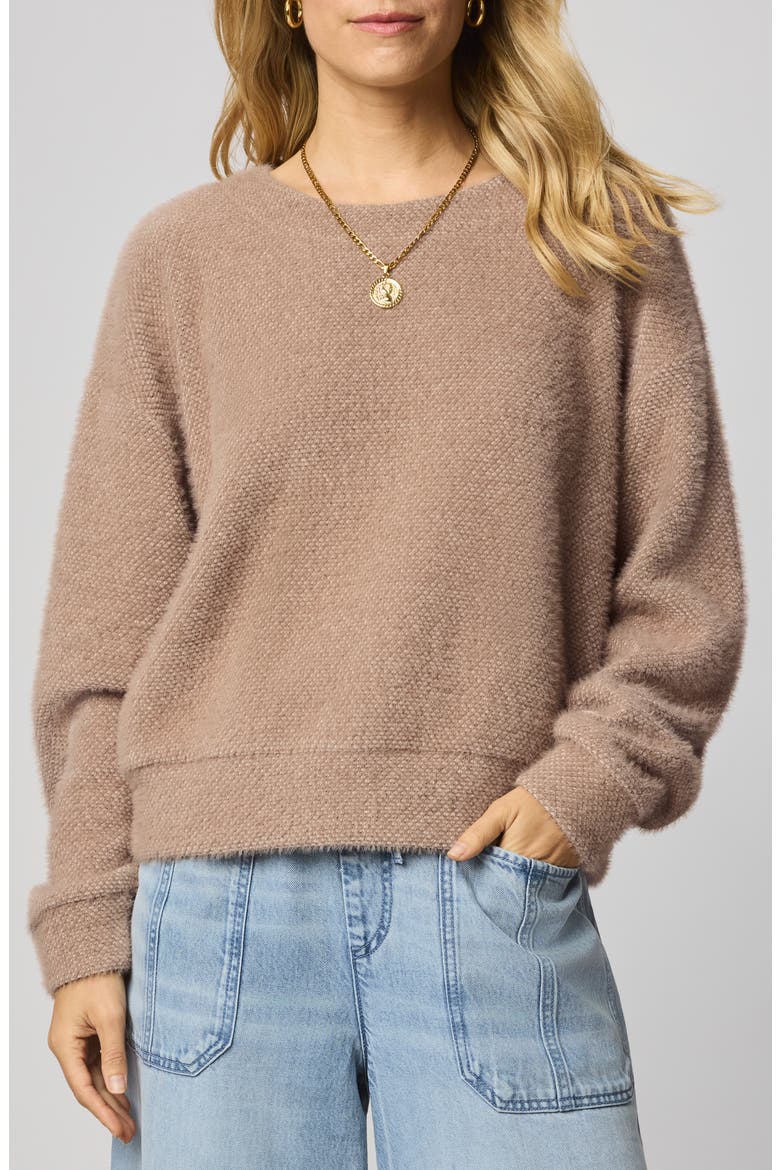 Fallon Fuzzy Crewneck Sweater, Main, color, MACCHIATO BROWN