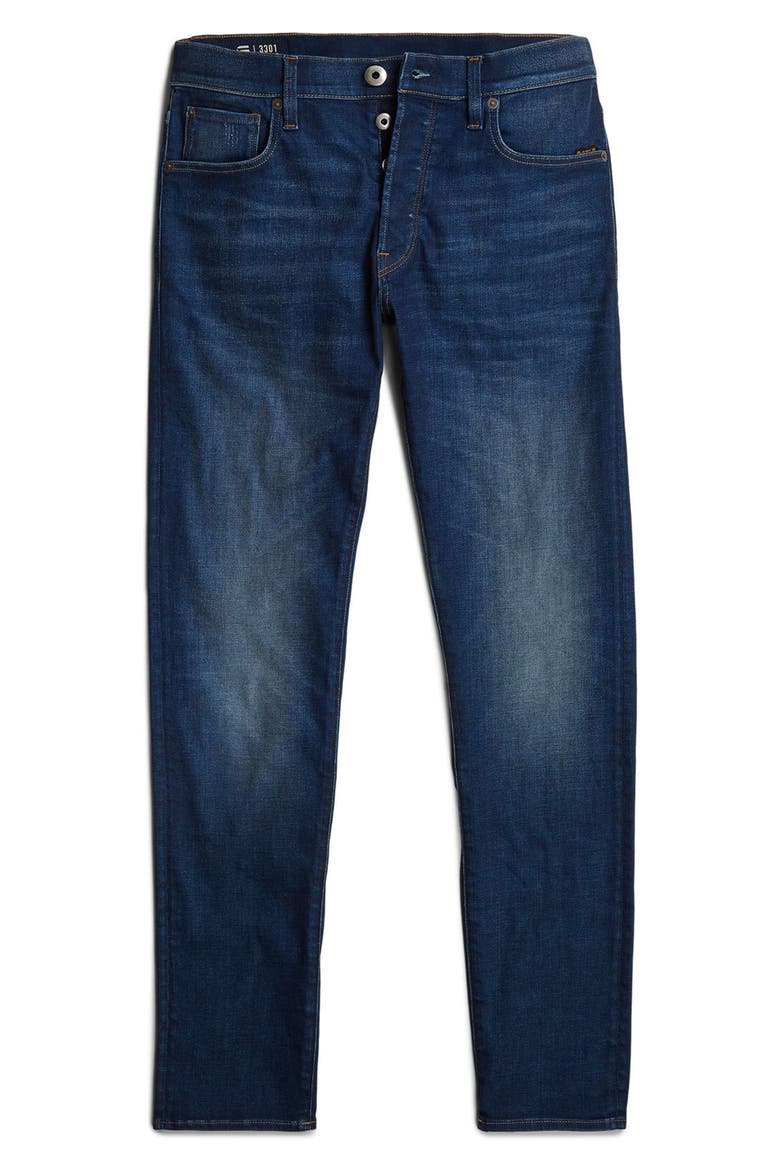 3301 Slim Fit Jeans, Alternate, color, WORKER BLUE FADED