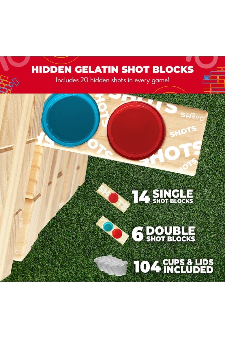 Giant Tower Party Game with Hidden Shots, Alternate, color, Beige
