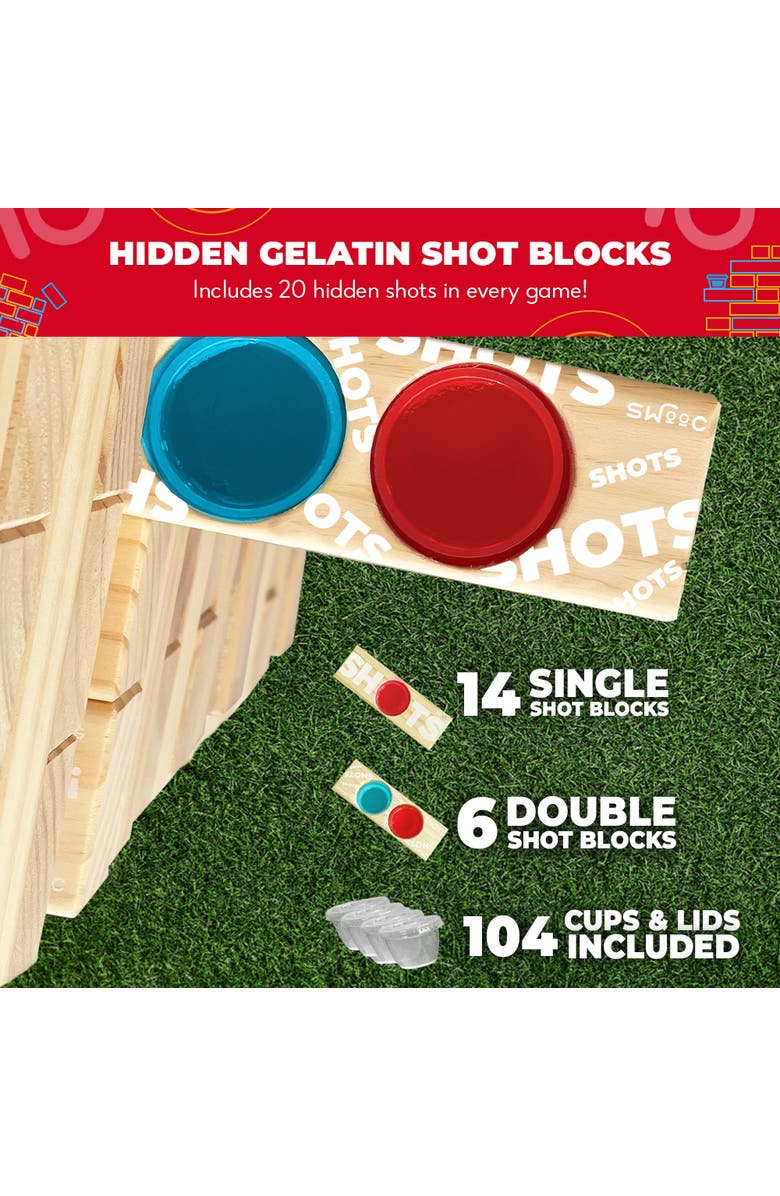 Swooc Games Giant Tower Party Game with Hidden Shots, Alternate, color, Beige