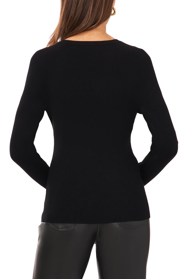 Gold Button Rib Sweater, Alternate, color, RICH BLACK 060
