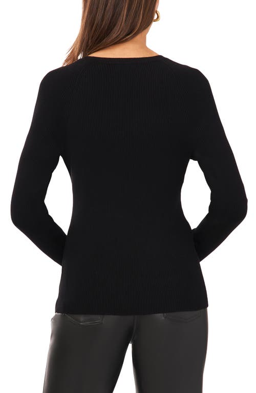 Halogenr Halogen(r) Gold Button Rib Sweater In Black