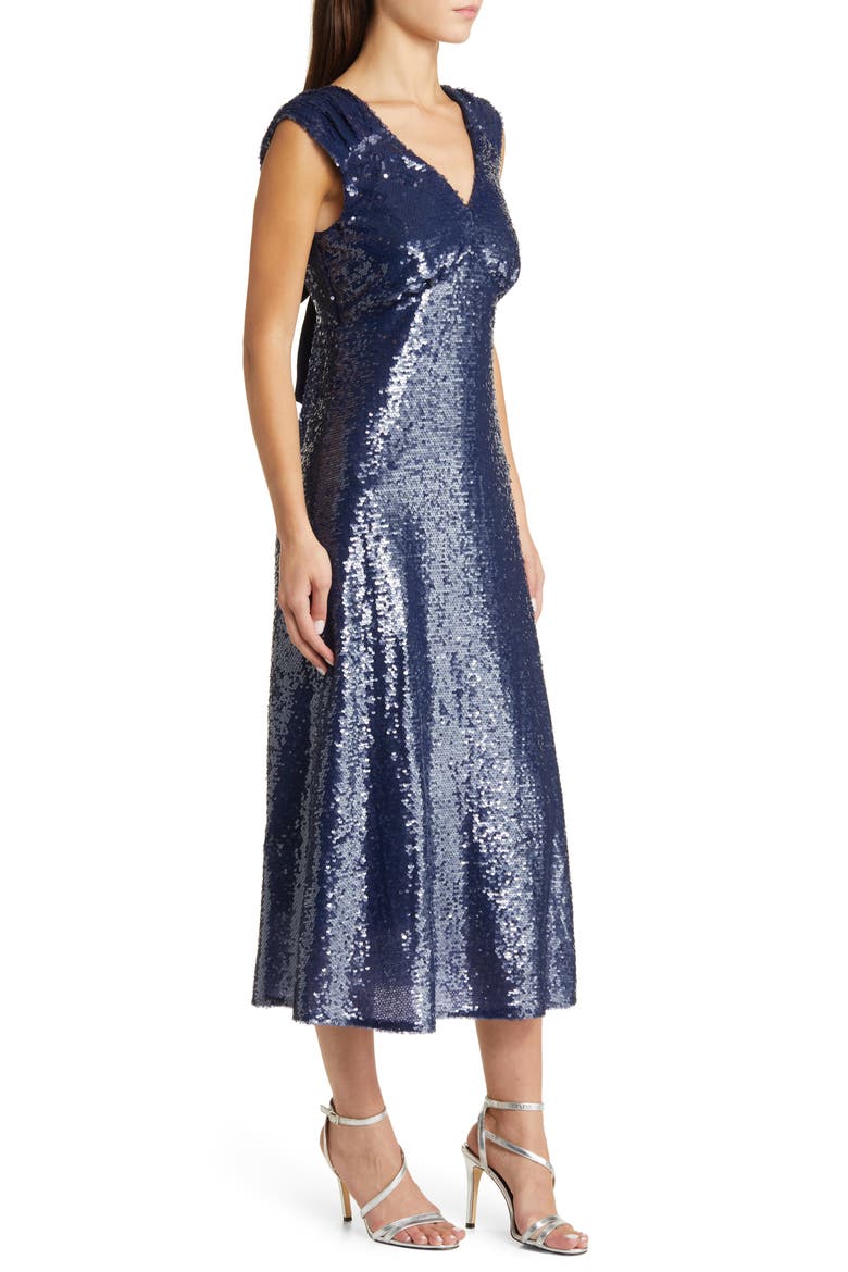 Konnie Sequin Midi Dress, Alternate, color, MIDNIGHT