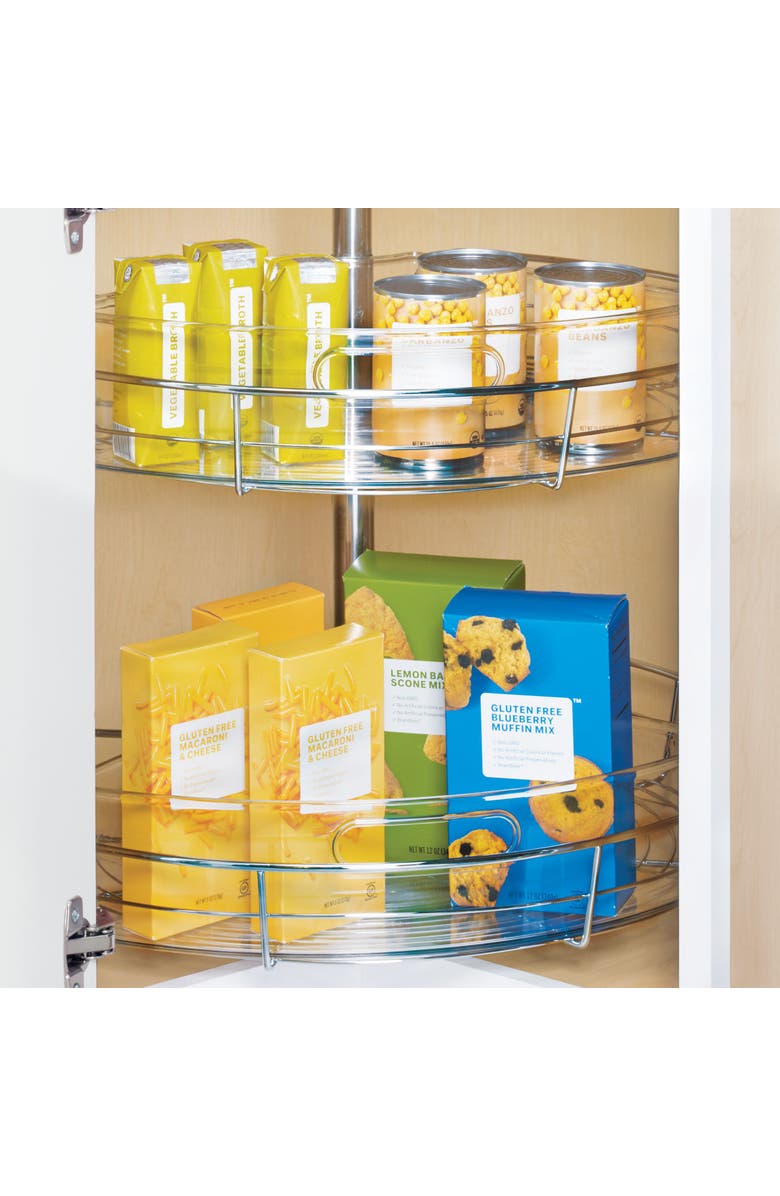 iDesign Lazy Susan 1/4 Wedge Bin with Handle, Set of 2, Clear, Made in USA, Alternate, color, Clear