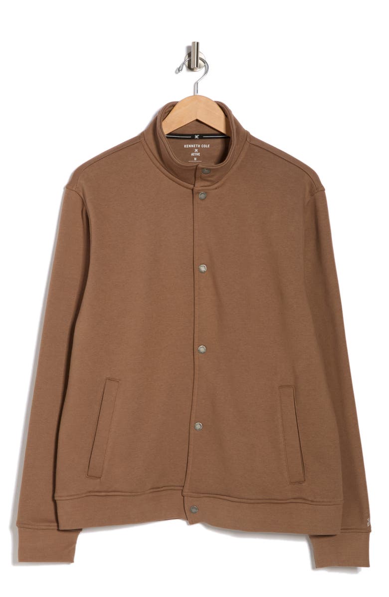 Kenneth Cole Snap Front Fleece Jacket, Main, color, Toffee