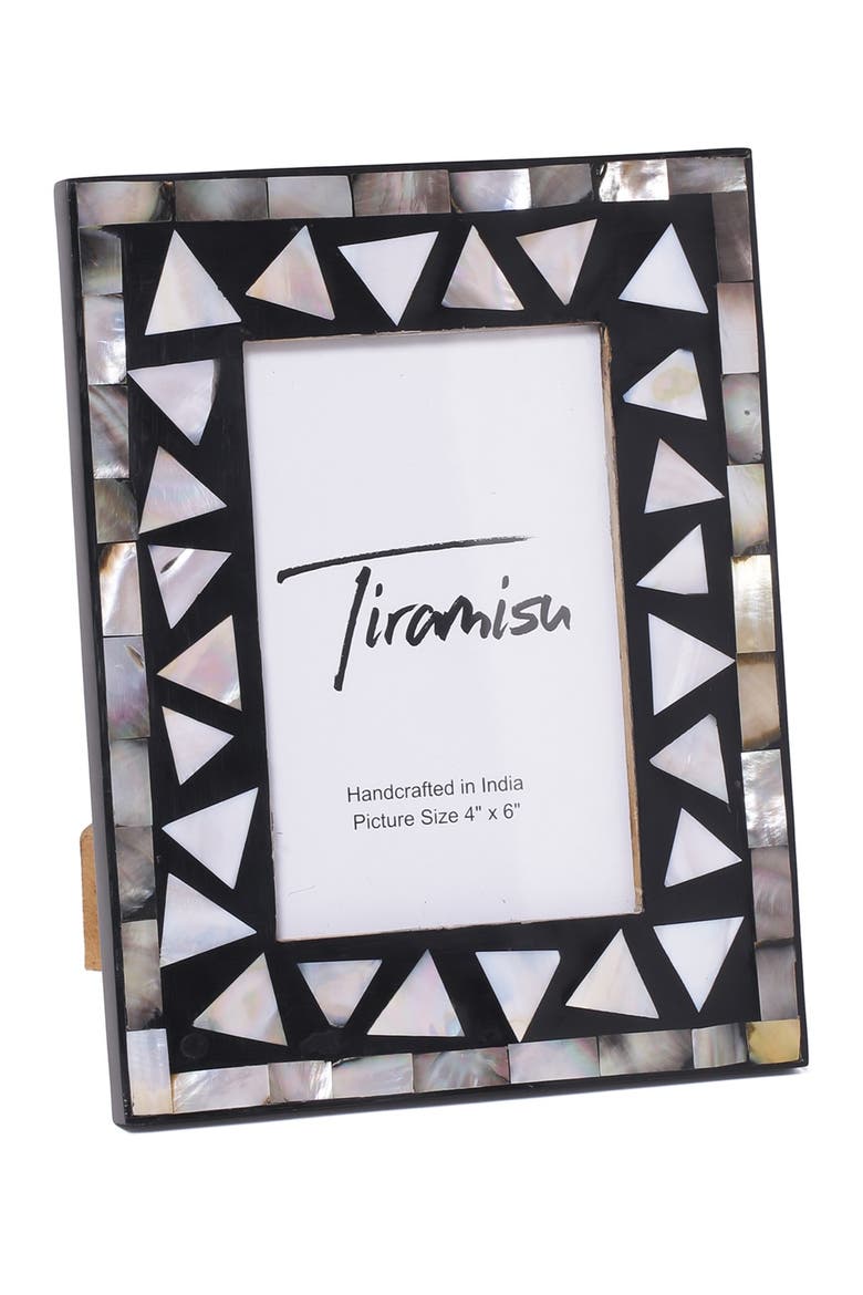 Mother-of-Pearl Picture Frame -Triangle Pattern, Main, color, BLACK/ WHITE