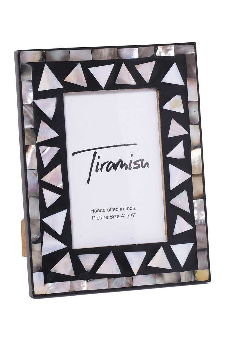 Tiramisu Mother-of-Pearl Picture Frame -Triangle Pattern, Main, color, Black/ White