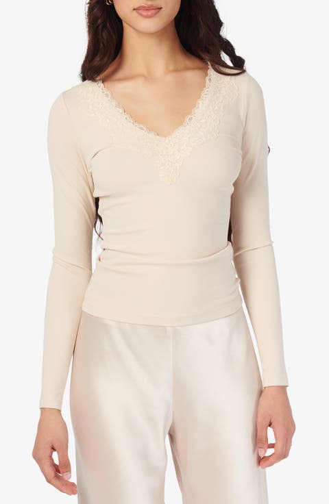 Rooney Lace Trim Rib Top