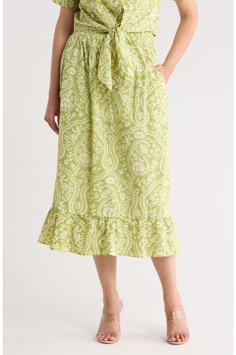 Ruffle Hem Cotton Poplin Skirt, Main, color, MAGNIFIED PAISLEY PRINT