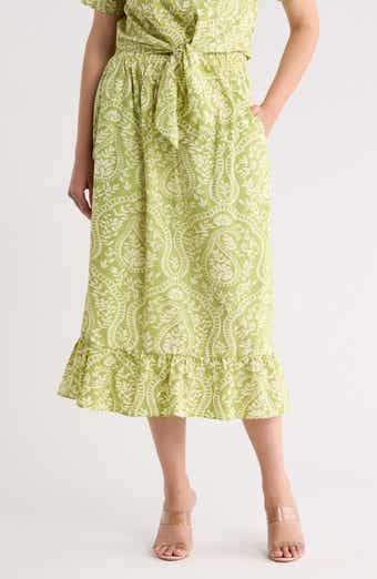 T Tahari Ruffle Hem Cotton Poplin Skirt