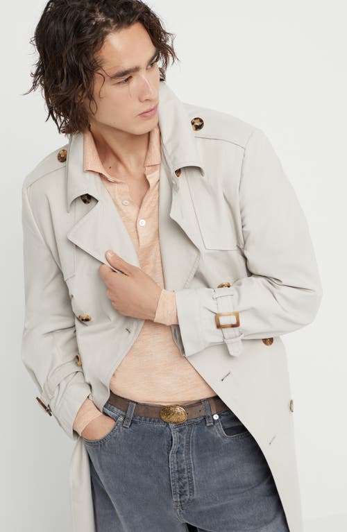 Brunello Cucinelli Water Resistant Trench Coat In Cool Beige