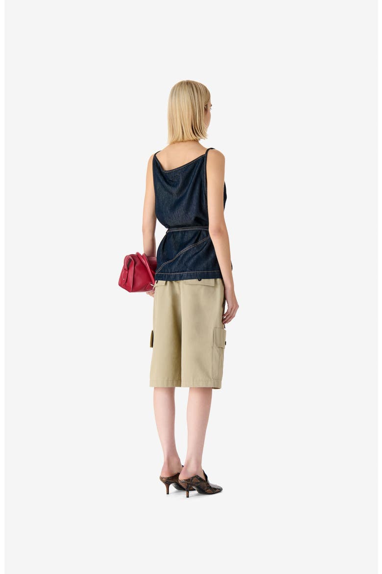 Renata Denim Wrap Top, Alternate, color, Satin Denim