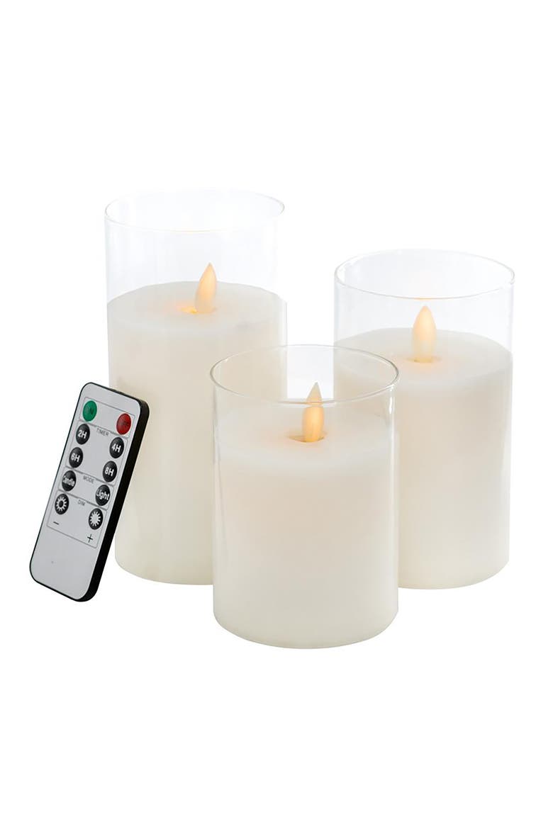 Set of 3 Flameless LED Candles, Main, color, WHITE