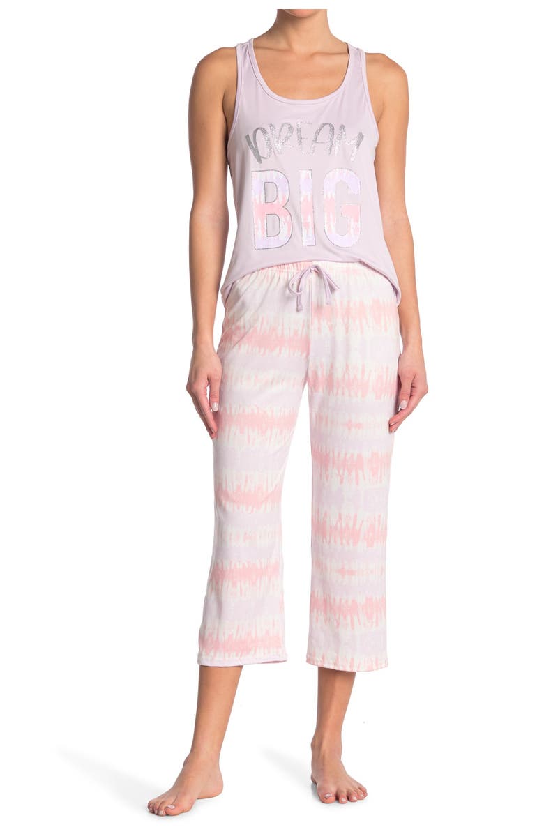 FRENCH AFFAIR Dream Big Tie Dye Tank Top & Capri Pants Pajama 2-Piece Set, Main, color,