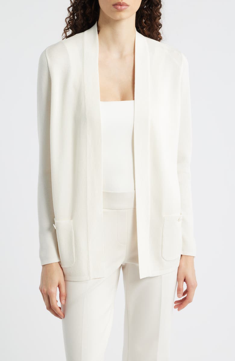 Anne Klein Malibu Open Front Cardigan, Main, color, White Dove