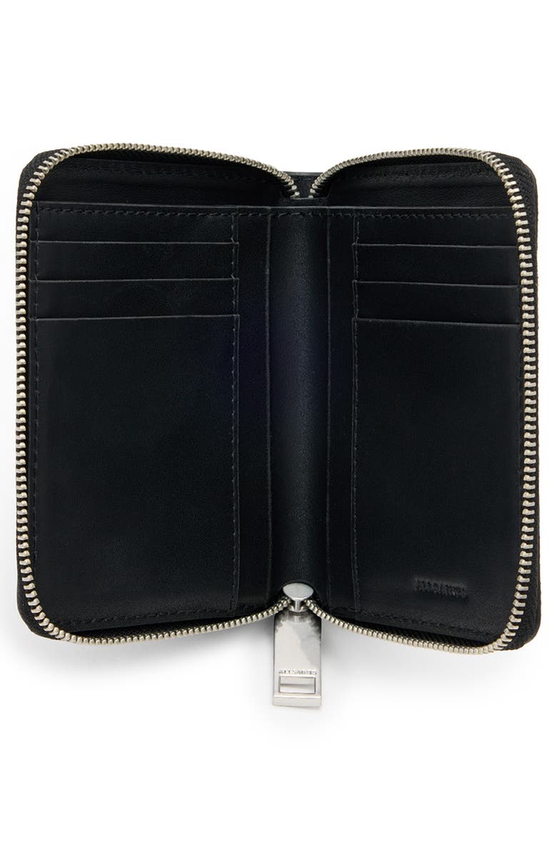 AllSaints Lena Leopard Suede Zip Wallet, Alternate, color, Leopard Brown